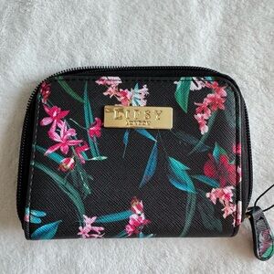 Lipsy Black and Pink Floral Wallet